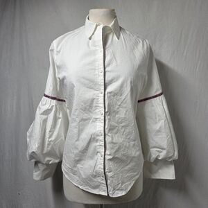 Womens The Shirt Rochelle Behrens White Molly Shirt Blouse L-XL